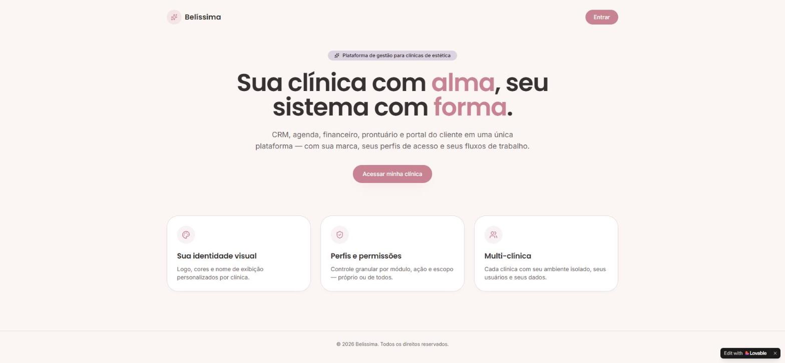 Interface do sistema Belíssima